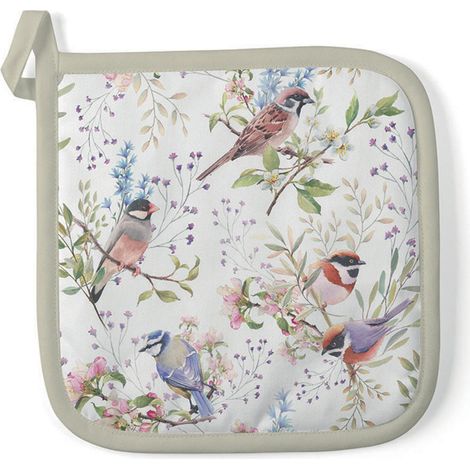 Manique de cuisine oiseaux printaniers 20 x 20 cm (1/2)