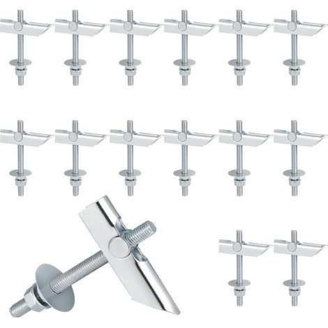 15 Jeux de Cheville a Bascule, M6 x 100mm Suspente Placo Robuste, Cheville Placo Charge Lourde en Acier au Carbone,Cheville Parpaing Creux pour les Plafonds et les Plaques de Plâtre (1/5)