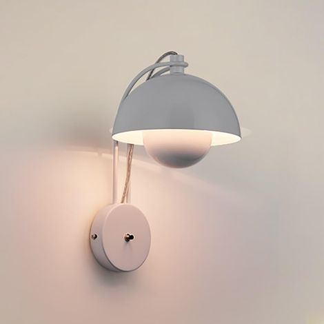 Lampe de lecture murale en métal – Style macaron, design floral en forme de bourgeon – Pour chambre et salon, Blanc (1/5)