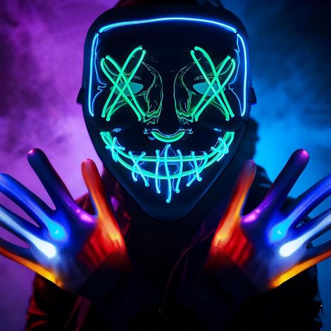 Maschera spaventosa di Halloween con guanti - Adatta come accessorio per feste di Halloween e cosplay (1/5)