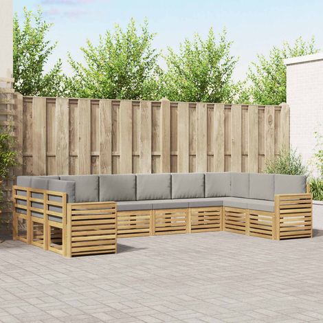 vidaXL Ensemble de canapés d'extérieur 10 pc Blanc et gris clair (1/5)