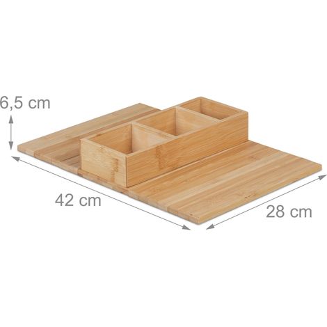 Pratico supporto per divano con 3 scomparti flessibile 30 x 20 x 5 cm in bambù naturale 130014823