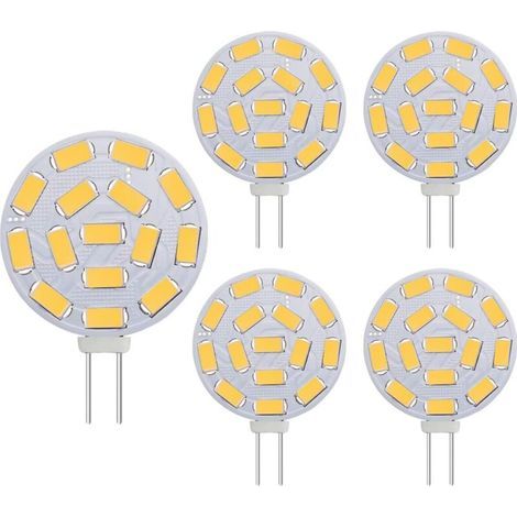G4 3W LED Ampoules, équivalent à 20-30W lampes halogènes, G4 Base AC/DC 12V, 300 LM, éclairage encastré, éclairage sur rail, blanc chaud (3000K, 5pcs) (1/4)