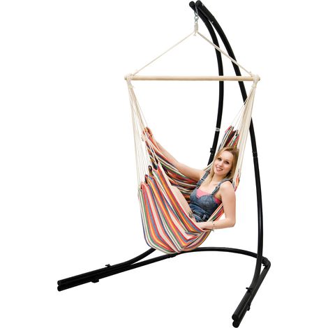 Soporte Silla Colgante con XXL Sillón 360° Hamaca Asiento Columpio Rayas a Color (1/5)