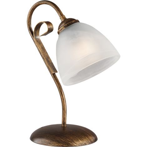 Lumetto Forgiato 1 Luce Ferro Marrone E Oro Vetro Bianco (1/2)