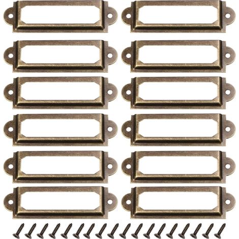 Lot de 25 porte-étiquettes rétro en métal avec vis pour armoires (1/5)