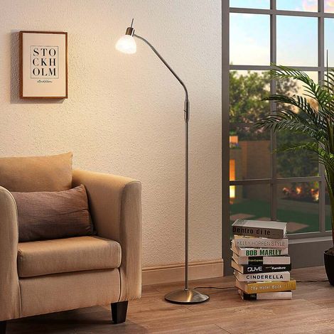 [NEUWERTIG] B-Ware Lindby Stehlampe Gwendolin LED Stehleuchte verstellbar Glas alabaster nickel (1/2)