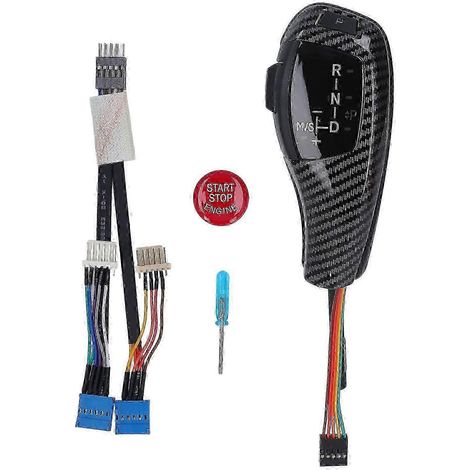 Pommeau de levier de vitesse à LED, kit de couvercle de bouton de démarrage moteur rouge, compatible avec les modèles Série 6 E63 et E64 avant restylage (2004-2006), style fibre de carbone. (1/5)