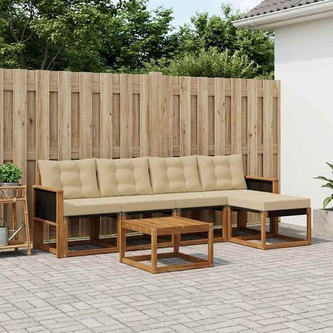 vidaXL Outdoor-Sofagarnitur 6 Stk. Natur und Beige (1/5)