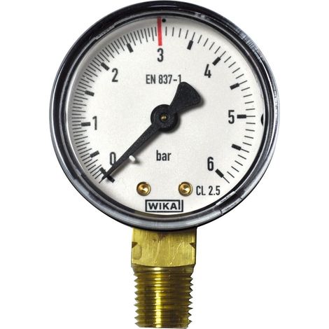 Manomètre de travail précis 0-6/3 bar avec raccord 1/4" AG, idéal pour artisans et mécaniciens, mesure fiable du pression de travail dans divers environnements