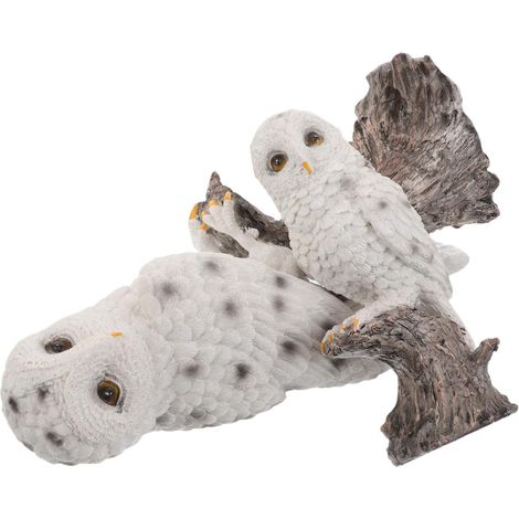 2 Pièces Figurine de Chouette Réaliste Décoration Extérieure et Résistante Aux Intempéries Ornement de Jardin Créatif pour Terrasse Allée et Cour (1/5)