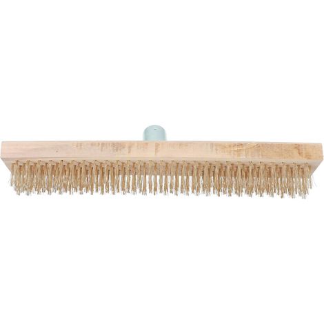Brosse de Nettoyage de Mousse de Jardin en Fil d'acier, 1 Pièce Bois, Jaune, pour Allées et Entre les Dalles, Se Fixe à Plupart des Manches Standard (1/5)