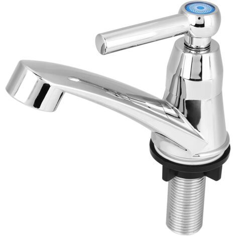Cold Water Only Bathroom Faucet, Cold Water Hand Basin Faucet, ABS Pressure Switch, Chrome Sink Faucet for Bathroom Kitchen Sink (One-Way G1/2) (1/5)