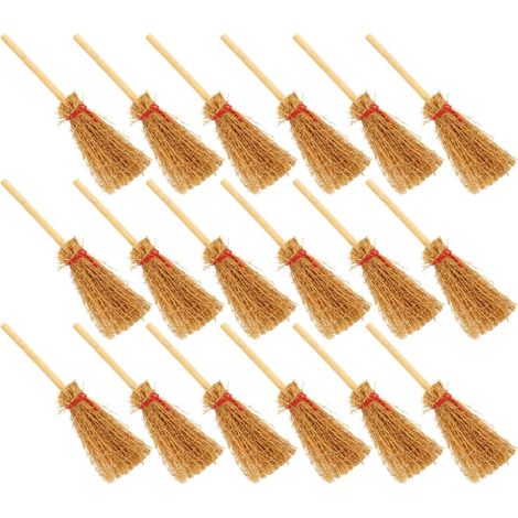 mini Hexenbesen 20 pièces Puppenhaus accessoire Halloween Deko Hellbraun bois 4.1X1.5 Zoll Mikro Landschaftsdekor Hexen (1/5)