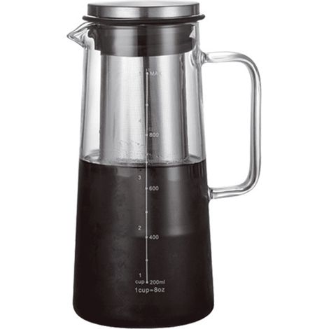 Cold Brew Coffee Maker - 1.08 L Glass Pitcher With Stainless Steel Double-Layer Fine Mesh Filter And Handle - For Cold Brew Coffee Tea Fruit Infusion - 1 Piece (1/5)