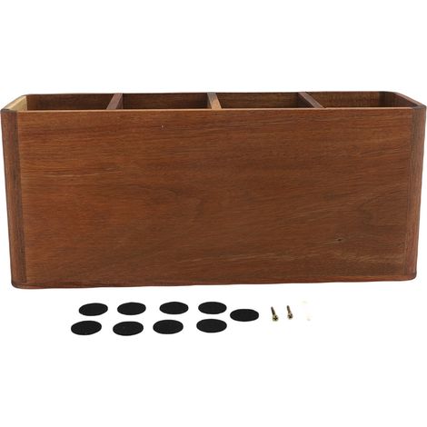 Porte Ustensiles Cuisine avec 4 Compartiments Bois – Organisateur Ustensiles Comptoir Rangement Cuisson Couverts, Argent (1/3)