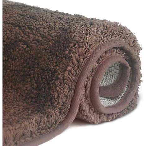 Rutschfeste Mikrofaser-Badematte, maschinenwaschbar, weich und saugfähig, geeignet für Badewanne, Dusche und Badezimmer – Braun, 60 x 90 cm
