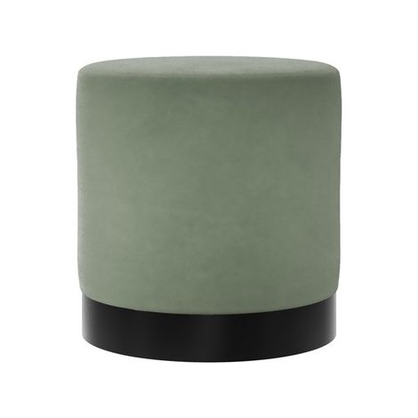 Lara Small Pouffe - Velvet/Metal - L41.5 x W41.5 x H44 cm - Sage/Black Matte