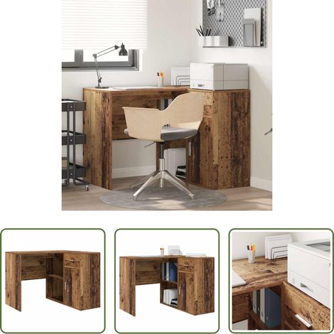 vidaXL Rangement bureau - Bureau d'angle avec tiroir Bois ancien 102 x 88 x 75 cm (1/5)