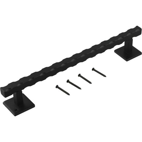 Poignée de porte coulissante rustique de 30,5 cm en métal noir de style industriel pour intérieur ou extérieur, armoire, porte de garage (1/4)