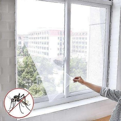 Lot de 2 moustiquaires / écrans anti-insectes pour fenêtre - 130 x 150 cm - découpables - moustiquaire blanche (1/4)