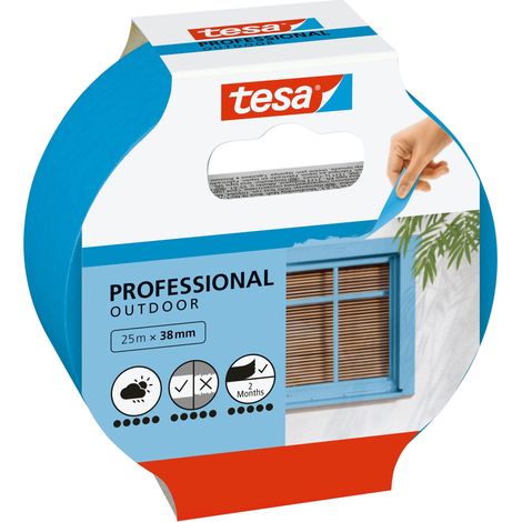 tesa Malerband Außen 25 m x 38 mm, blau Kreppband