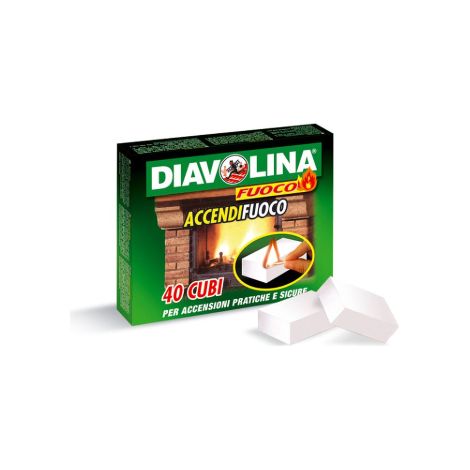 Diavolina accendifuoco confezione da 40 cubi per accendere caminetti grill e stufe
