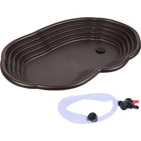 perfk Bassin de Bain pour Reptiles, Bol d'eau d'alimentation pour Reptiles, Plat d'alimentation pour Reptiles, avec Rampe et Plate-Forme, Plat d'eau Tortue pour Grenouille, Gecko, Tuyau de vidange (1/5)