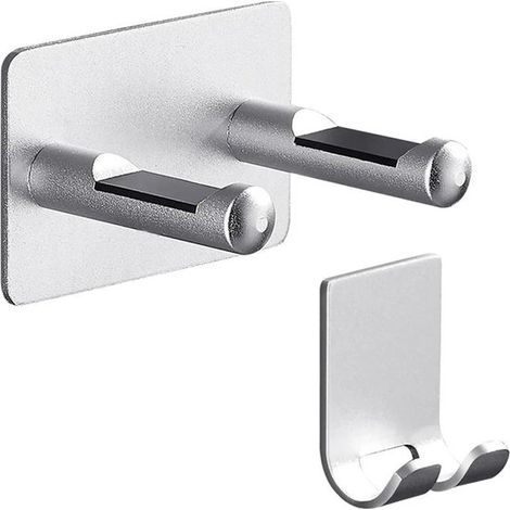 Soporte de pared para secador de pelo - Organizador de baño - Instalación sin perforaciones - 15x10x7cm - Plateado (1/5)