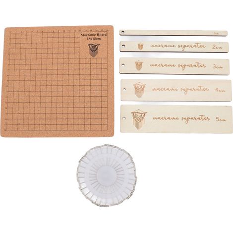 Planche à macramé avec grilles double face, 5 règles et 30 épingles en T pour la création de bracelets en macramé.