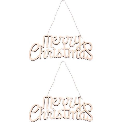 2 Stück „Frohe Weihnachten“ Hängende Dekoration Holzbuchstaben Türanhänger Bastelgeschenke Weihnachtsbaumschmuck Anhänger (Muster 140306) (1/2)