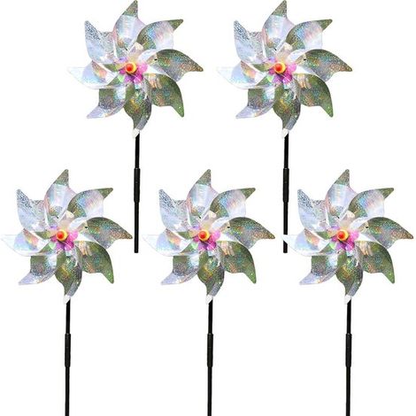 Reflektierende Windmühle Vogelabwehr Gartenschutz Umweltfreundliches PVC 24 x 54 cm Silberner Regenbogen (1/5)