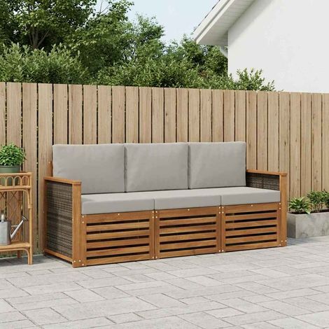 vidaXL Sofagarnituren mit Kissen 3 pcs Massivholz Akazie (1/5)