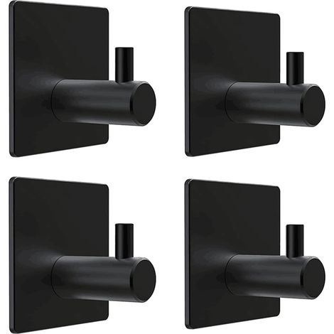 Ganci adesivi 3M da 4 pezzi, ganci da parete autoadesivi in acciaio inox, ganci per asciugamani da cucina, ganci adesivi 3M, ganci neri per bagni e cucine (1/5)