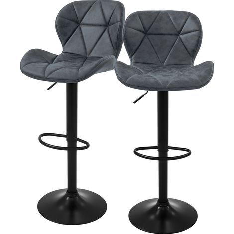 ML-Design Barhocker 2er Set, Bezug aus Kunstleder, Anthrazit, Gepolsterter Barstuhl mit Rückenlehne und Fußstütze, Tresenhocker höhenverstellbar, 360° drehbar, Bistrohocker Hocker Drehstuhl Barstühle