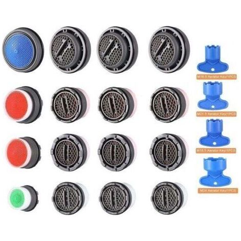 Lot de 16 Aérateur de Robinet,Aérateur de mousseur Robinet,Économiseur d'eau Embout Aérateurs de Robinet pour Mitigeur d'Evier de Cuisine et de Lavabo de Salle de Bain (M16/M18/M22/M24) (1/5)