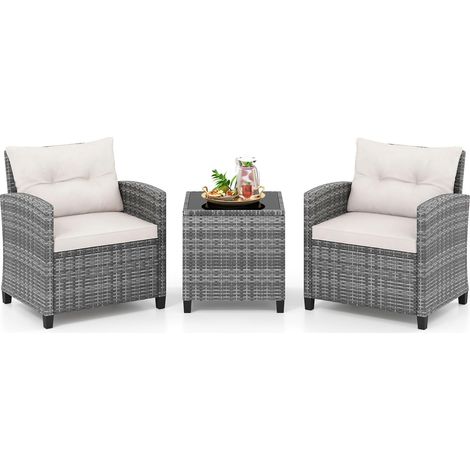 COSTWAY Set Sedie E Tavolo Esterno Set Sedie E Tavolo In Rattan Set Sedie E Tavolo Da Giardino Set Rattan Giardino Set Rattan Sedie Set Sedie Bar Set Sedie Ba (1/5)