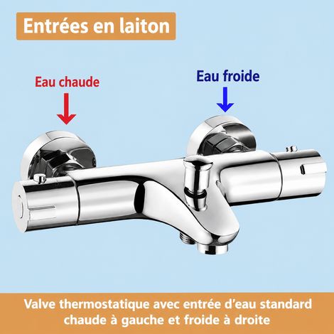 Mitigeur thermostatique baignoire et douche mural en laiton sortie basse 1/2 pouce réf 5857 1,3 kg – Livraison gratuite