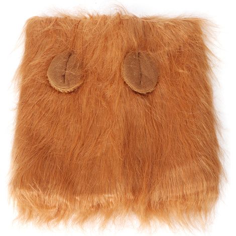 Chapeau En Peluche Lion Pour Chien Et Chat - Accessoire Costume Fête D Halloween Automne Hiver - Marron Clair Avec Oreilles - 1 Pièce (1/5)