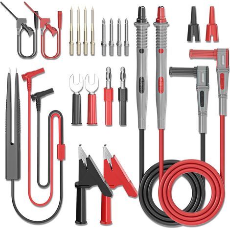 Multimeter-Messleitungen-Set, 21-teilig, digitales elektrisches Messspitzen-Set mit Krokodilklemmen, SMD-IC-Prüfhakenklemmen, Prüfpinzette, austauschbaren Präzisionsspitzen (1/5)