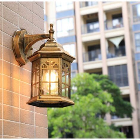 Lampadaire d'extérieur à LED, applique murale étanche, pour jardin, terrasse, allée, garage, bronze, E27 (ampoule non incluse)