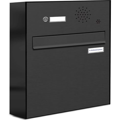 1er Briefkastenanlage für Tür- Zaundurchwurf Klingel RAL 7016 Anthrazit (1/5)