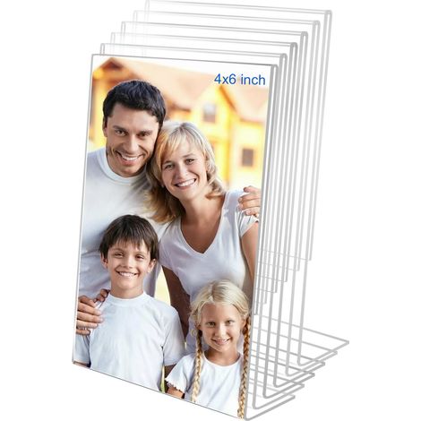 Lot de 6 cadres photo en acrylique transparent de 10,2 x 15,2 cm - Sans cadre - Cadeau pour affichage de bureau, verticale ou support de panneau avec inserts pour la maison et le bureau (1/5)