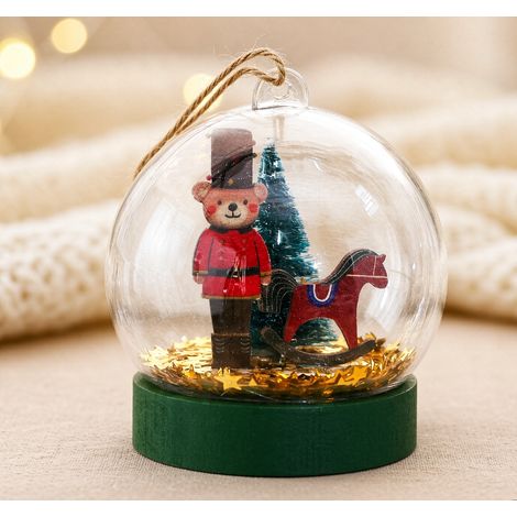 Ornement de sapin boule verre, ours soldat figurine miniature, décoration de Noël 9cm (1/4)