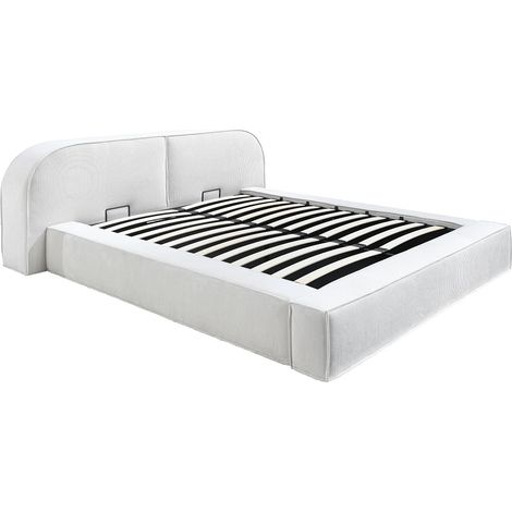 Lit coffre 180 x 200 cm - Velours côtelé - Crème - LIRABA de Maison Céphy (1/5)
