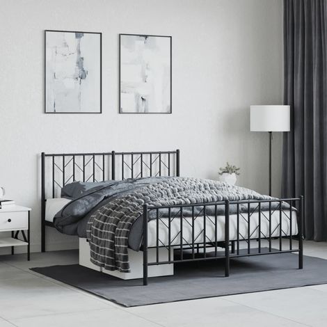 Estructura cama sin colchón con estribo metal negro 135x190 cm vidaXL (1/5)