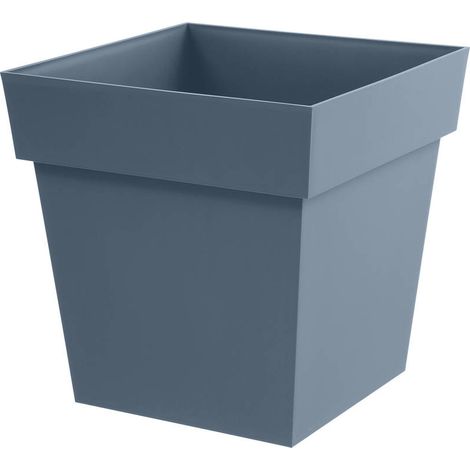 Pot de fleur carré - Toscane - EDA - 49,5 x 49,5 x H.52,5 cm - Intérieur / Extérieur - 87L - Bleu Jean (1/2)