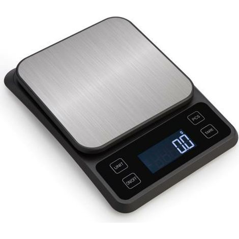 Balance électronique numérique, balance de cuisine alimentaire de haute précision en acier inoxydable USB (3 kg/0,1 g, noire)-AquaForge (1/5)