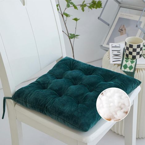 Set of 4 Chair Pads, Crystal Velvet Chair Pads, Indoor Chair Cushions, Washable Chair Cushions, Outdoor Chair Covers, Chair Cushions (40cm, Dark Green) (1/5)