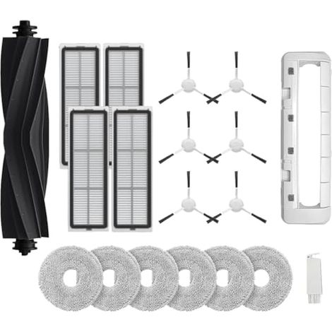 Passendes 19-teiliges Zubehörset für Dreame L10s Ultra / L10 Prime / L10s Pro Gen 2 / L10s Plus / Xiaomi X10+ X20+, 1 Hauptbürste, 1 Bürstenabdeckung, 6 Seitenbürsten, 4 Filter, 6 Wischpads